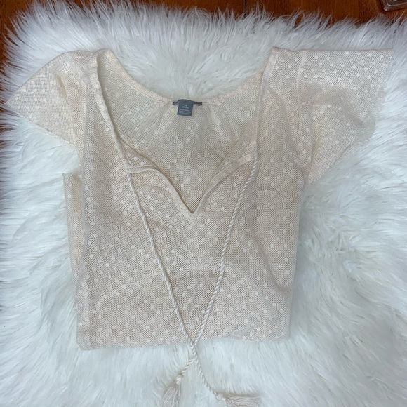 5/$35💥 Aerie Women’s Sheer Ivory Top - Picture 7 of 7